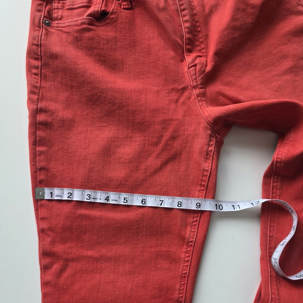PISTOLA Red High Rise Crop Skinny Jeans Raw Hem Stretch Denim 31 Statement - Picture 10 of 10